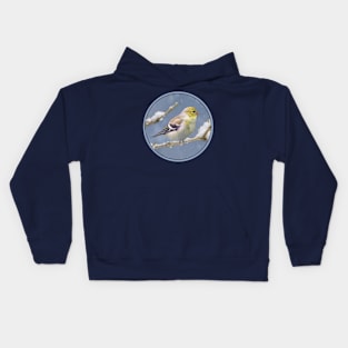 American Goldfinch in Winter Painting - Wild Bird Art Kids Hoodie